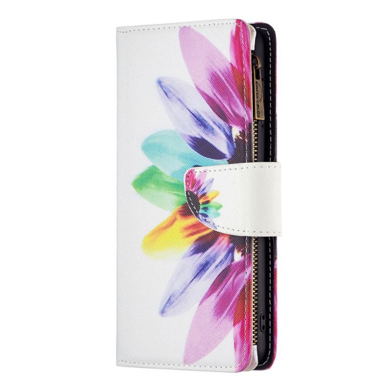 Capa De Couro Para Xiaomi Redmi 10C Bolso Com Zíper Flor