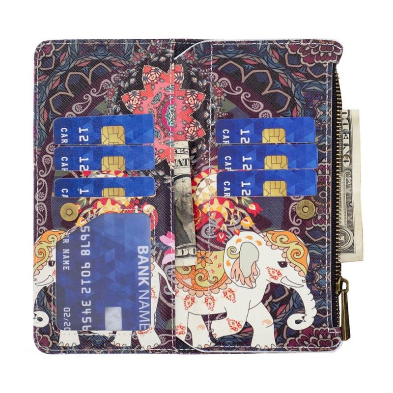 Capa De Couro Para Xiaomi Redmi 10C Bolso Elefante Com Zíper