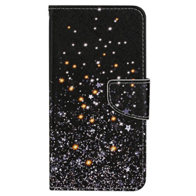 Capa De Couro Para Xiaomi Redmi 10C De Cordão Efeito Strappy Glitter