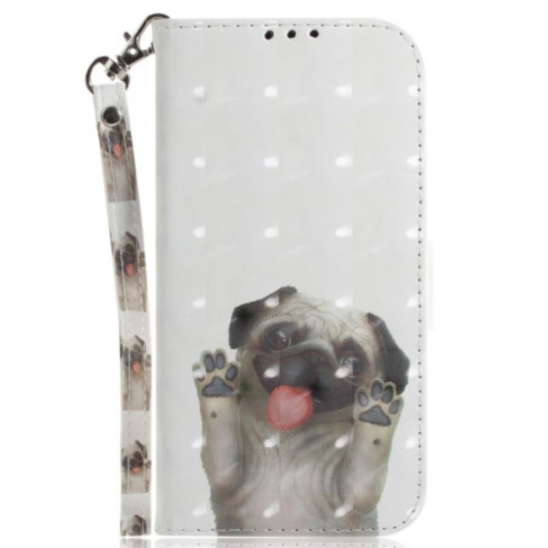 Capa De Couro Para Xiaomi Redmi 10C De Cordão Tanga Pug