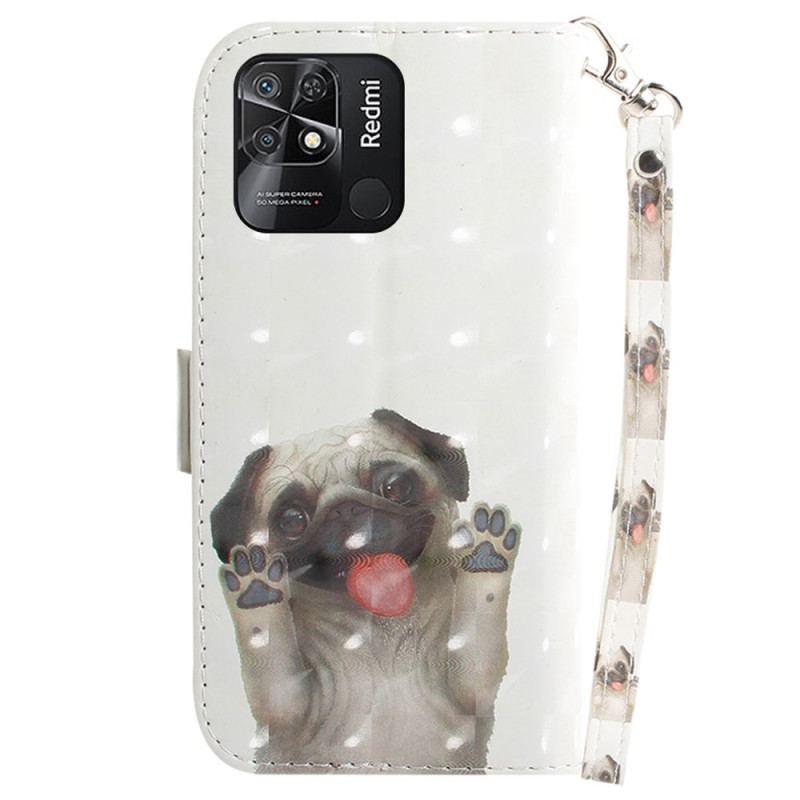 Capa De Couro Para Xiaomi Redmi 10C De Cordão Tanga Pug