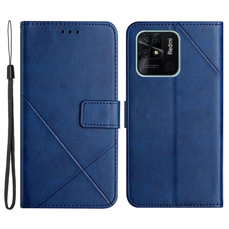 Capa De Couro Para Xiaomi Redmi 10C Estilo X Design Geo Couro