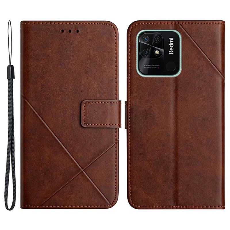 Capa De Couro Para Xiaomi Redmi 10C Estilo X Design Geo Couro