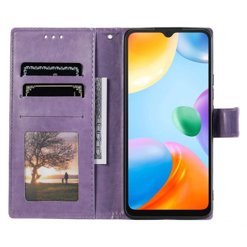 Capa De Couro Para Xiaomi Redmi 10C Mandala Sol Com Cordão