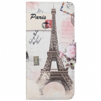 Capa De Couro Para Xiaomi Redmi 10C Torre Eiffel Antiga