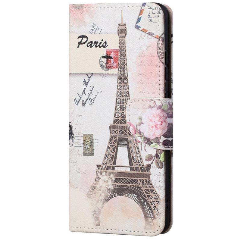 Capa De Couro Para Xiaomi Redmi 10C Torre Eiffel Antiga