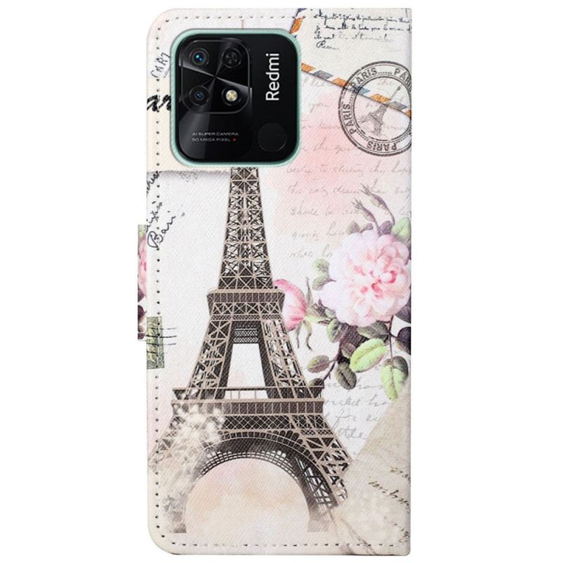 Capa De Couro Para Xiaomi Redmi 10C Torre Eiffel Antiga