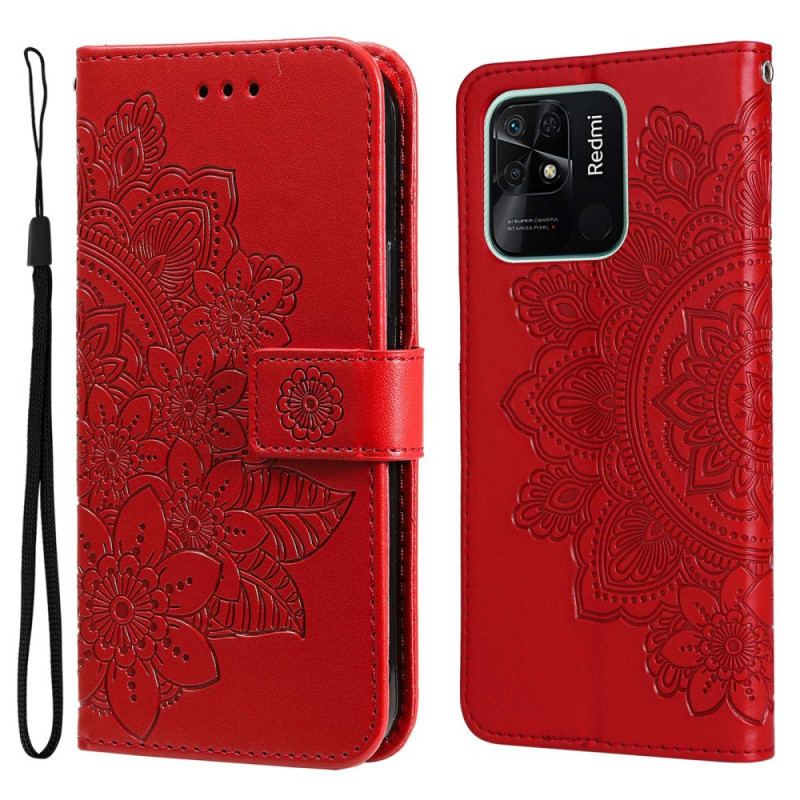 Capa Em Pele Para Xiaomi Redmi 10C De Cordão Mandala Strappy