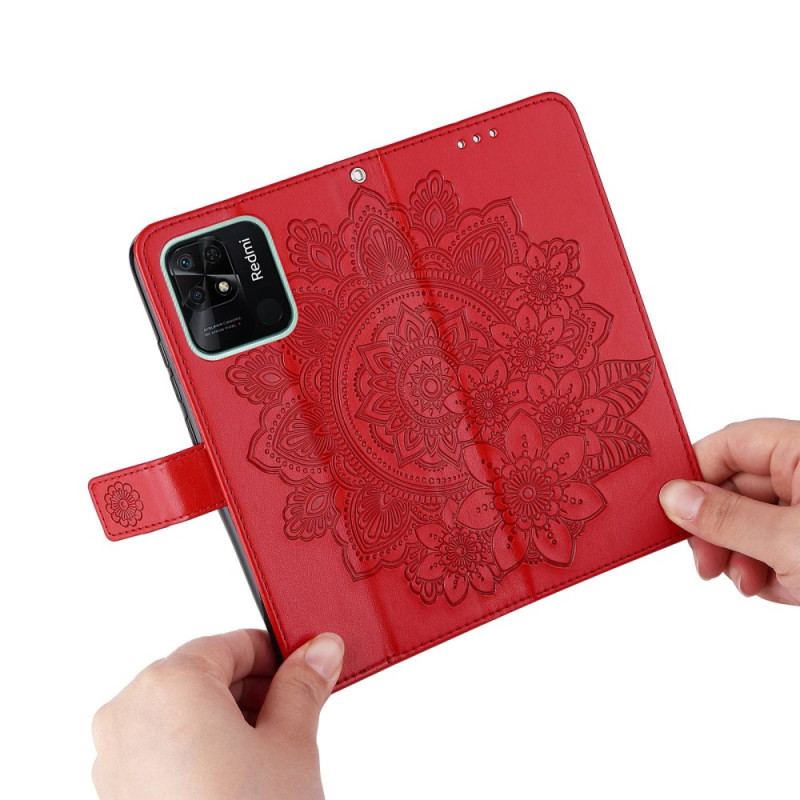 Capa Em Pele Para Xiaomi Redmi 10C De Cordão Mandala Strappy