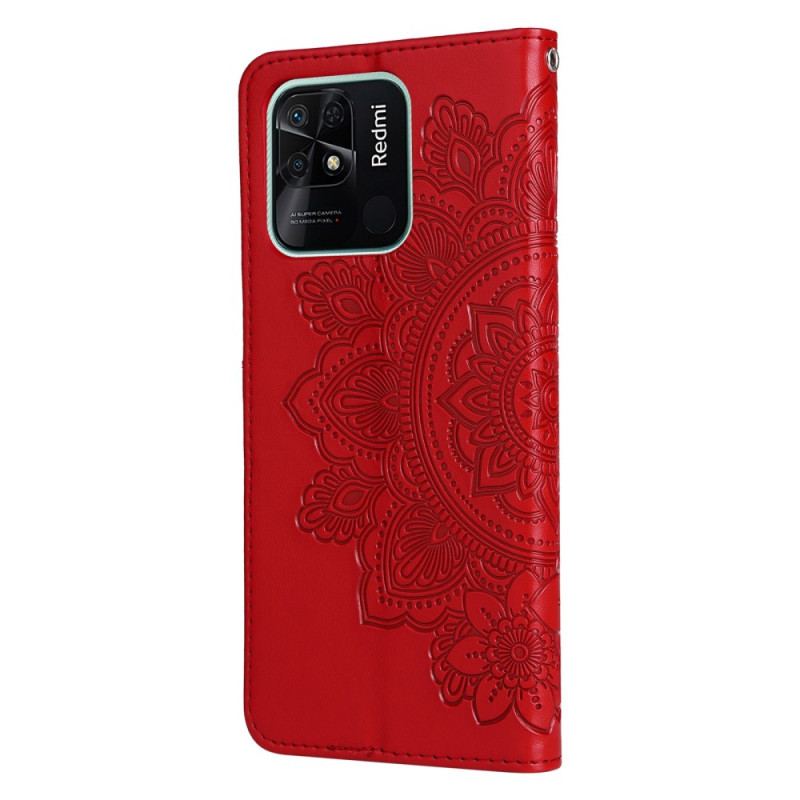 Capa Em Pele Para Xiaomi Redmi 10C De Cordão Mandala Strappy