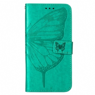 Capa Em Pele Para Xiaomi Redmi 10C Design De Borboleta Com Cordão