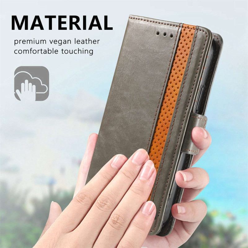 Capa Em Pele Para Xiaomi Redmi 10C Fecho Duplo Bicolor