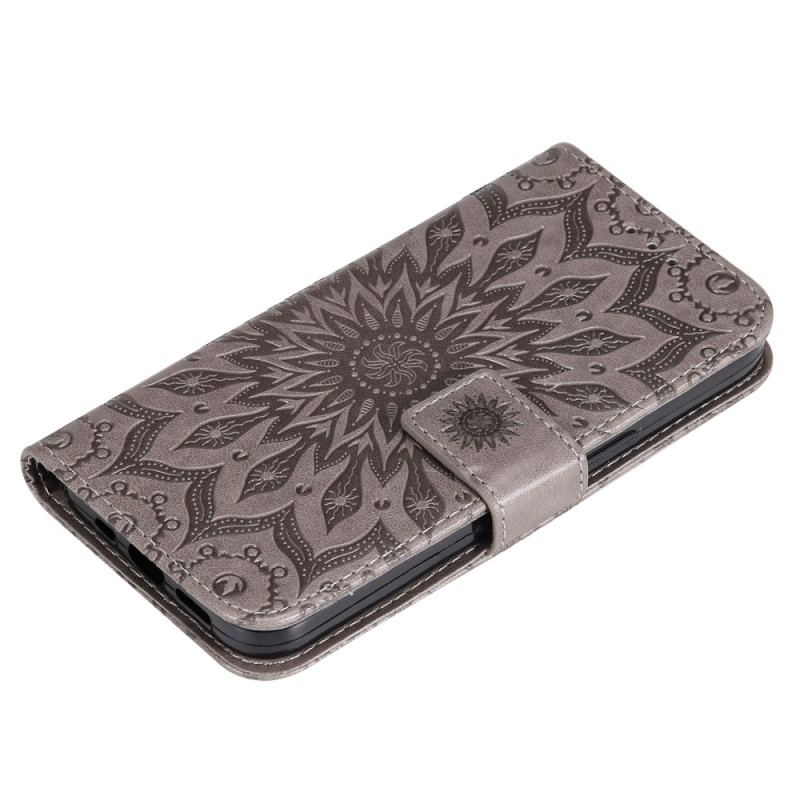 Capa Em Pele Para Xiaomi Redmi 10C Mandala Sol Com Cordão