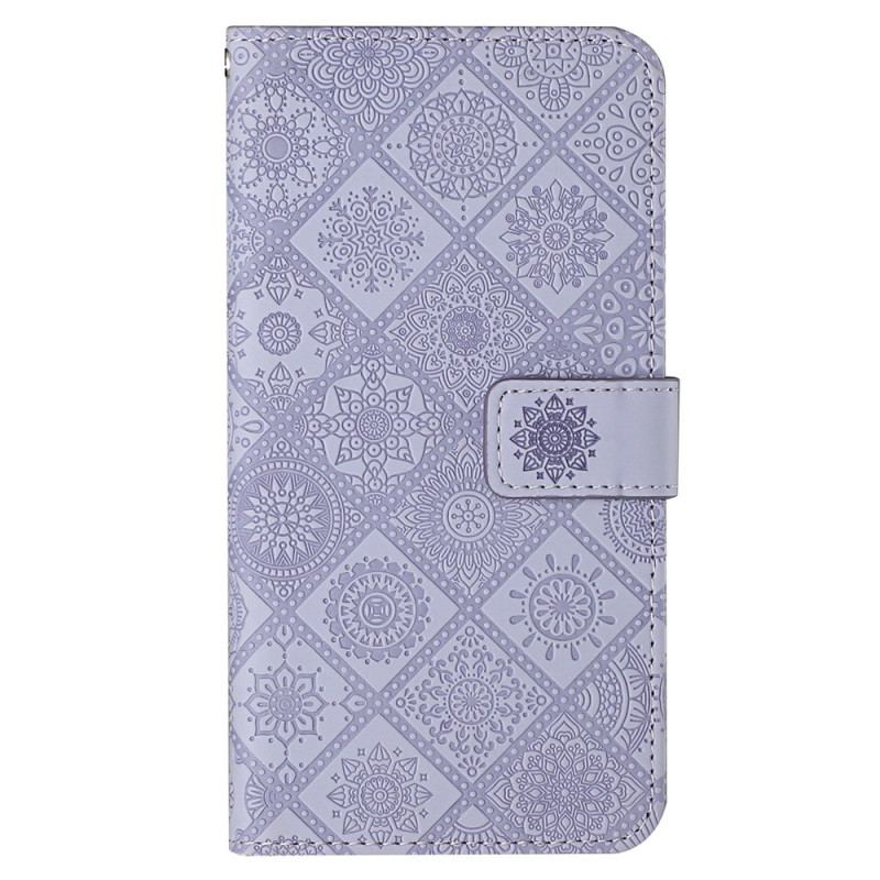 Capa Em Pele Para Xiaomi Redmi 10C Padrão De Tapeçaria