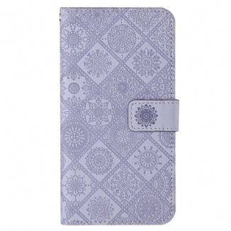 Capa Em Pele Para Xiaomi Redmi 10C Padrão De Tapeçaria