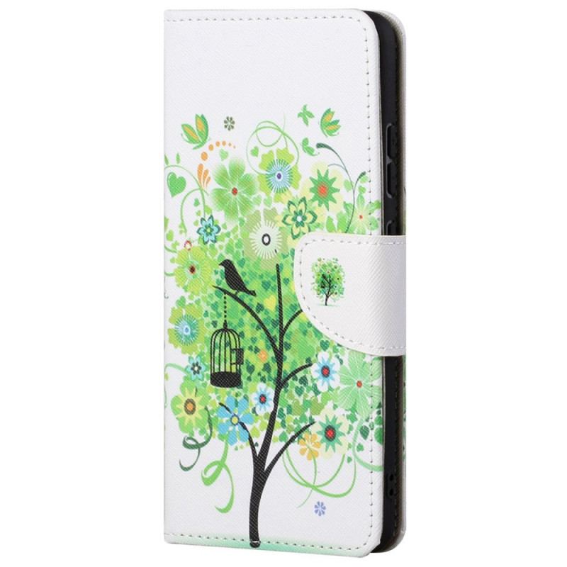 Capa Flip Para Xiaomi Redmi 10C Árvore Com Folhas Verdes