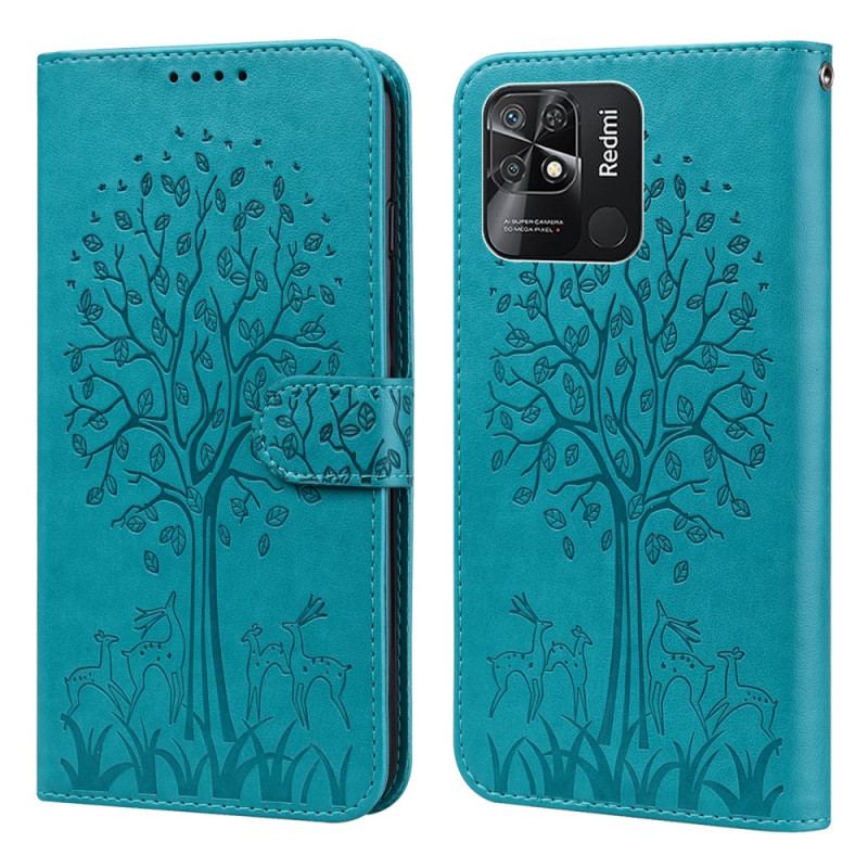 Capa Flip Para Xiaomi Redmi 10C Árvore E Veado