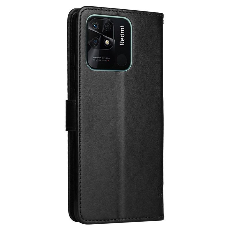 Capa Flip Para Xiaomi Redmi 10C Árvore De Gato Com Cordão