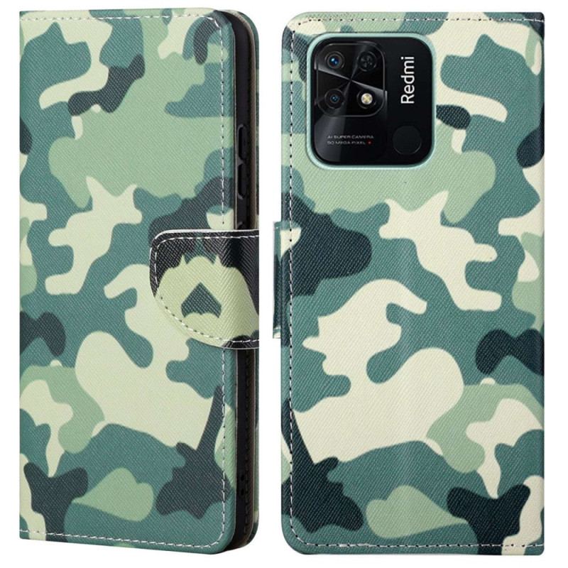 Capa Flip Para Xiaomi Redmi 10C Camuflagem Militar