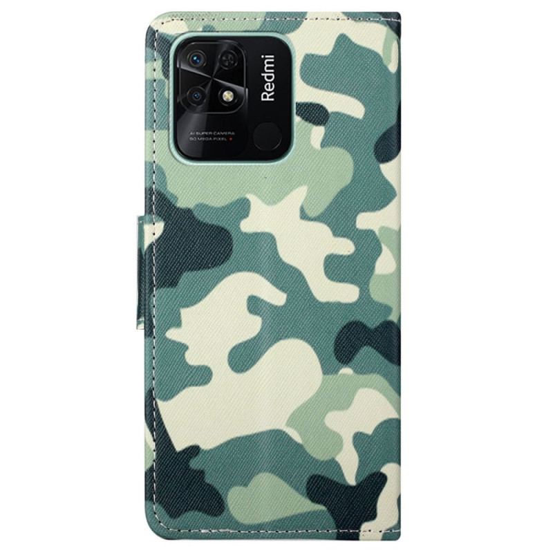 Capa Flip Para Xiaomi Redmi 10C Camuflagem Militar