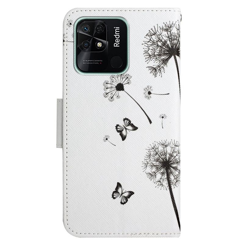 Capa Flip Para Xiaomi Redmi 10C De Cordão Cordão Dente-de-leão Love