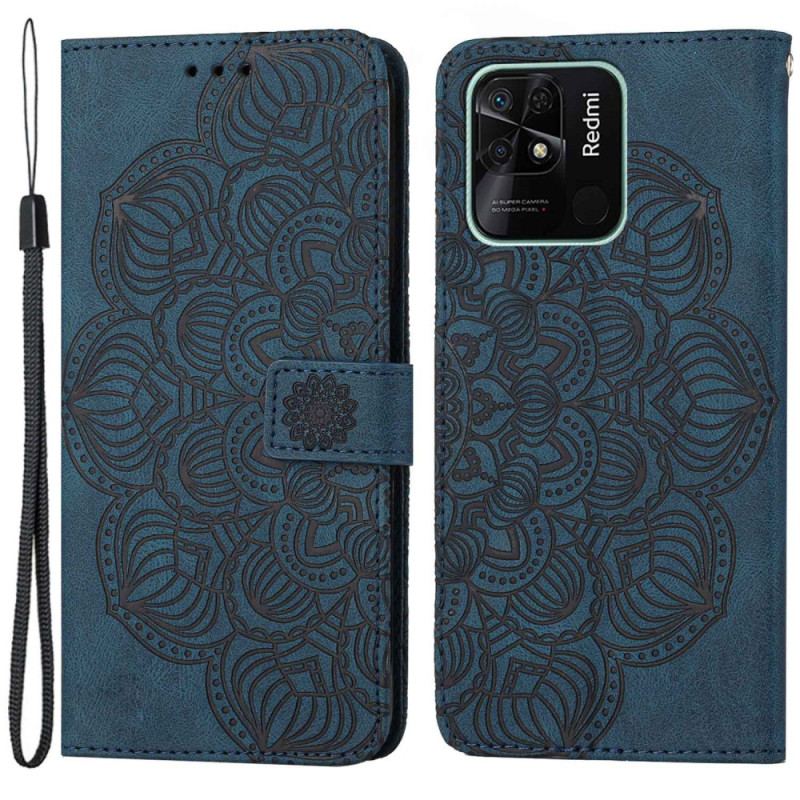 Capa Flip Para Xiaomi Redmi 10C De Cordão Mandala Strappy