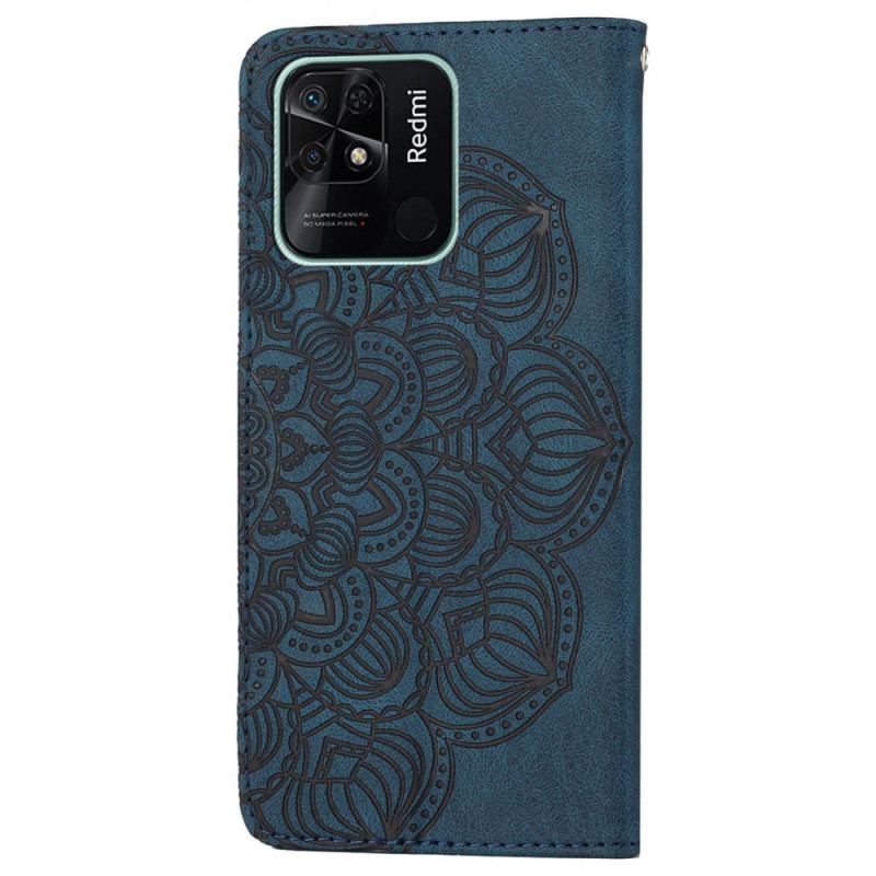 Capa Flip Para Xiaomi Redmi 10C De Cordão Mandala Strappy