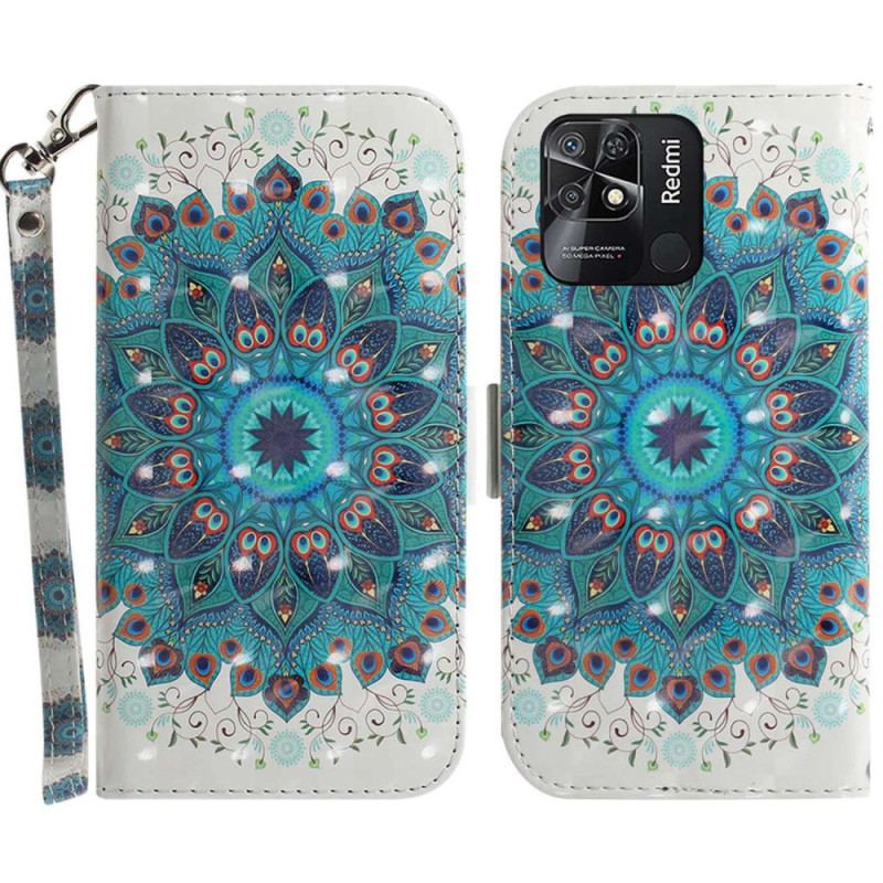 Capa Flip Para Xiaomi Redmi 10C De Cordão Mandala Strappy