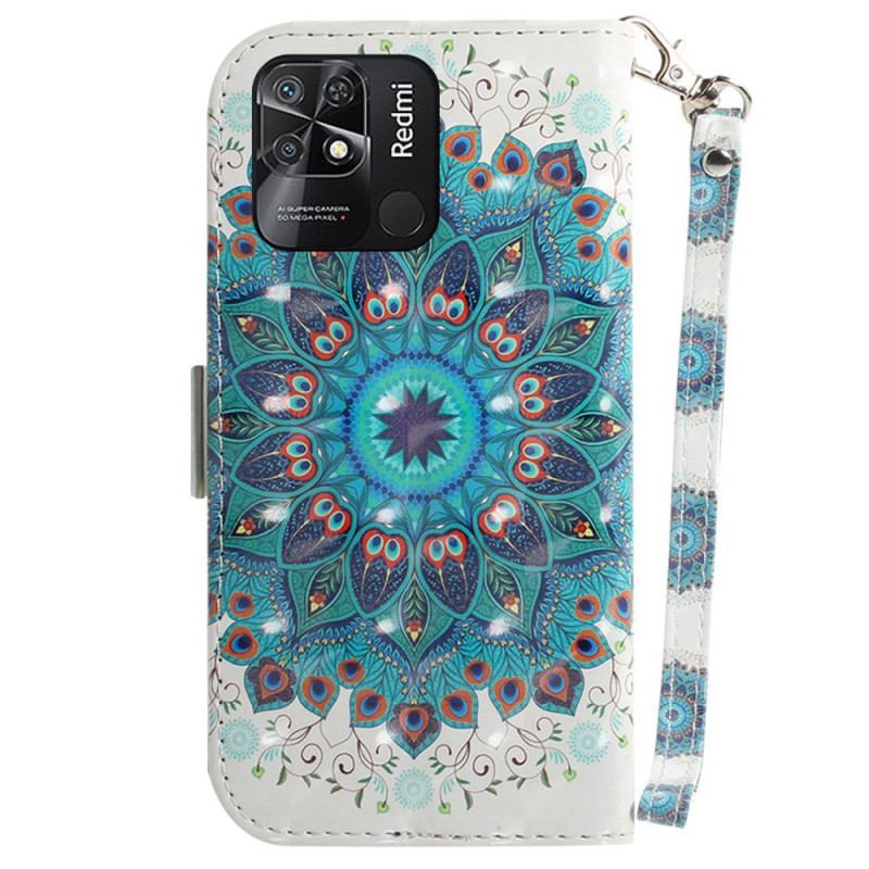 Capa Flip Para Xiaomi Redmi 10C De Cordão Mandala Strappy