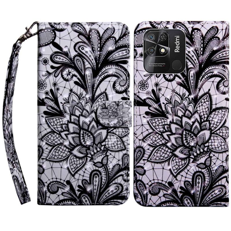 Capa Flip Para Xiaomi Redmi 10C De Cordão Renda Strappy