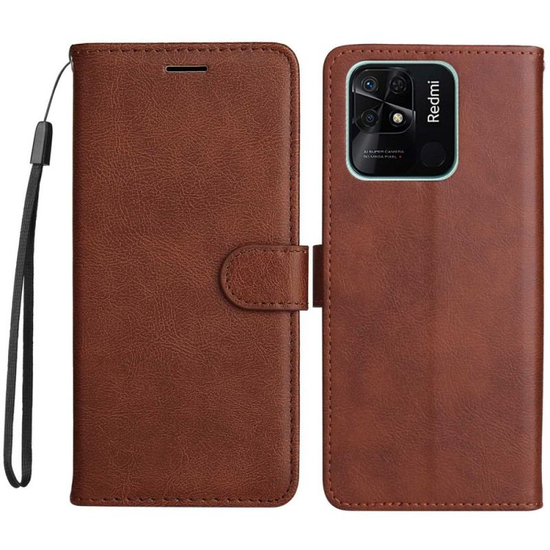 Capa Flip Para Xiaomi Redmi 10C De Cordão Simples Com Alça