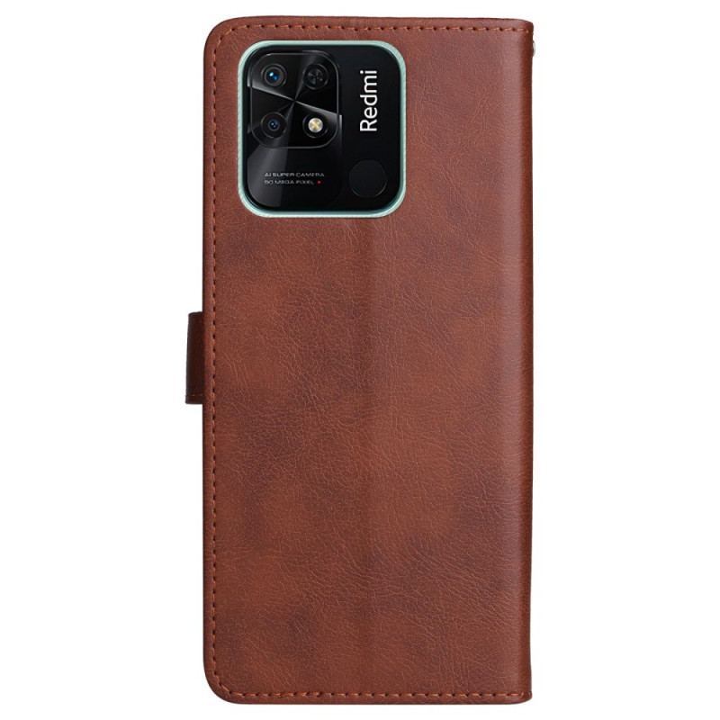 Capa Flip Para Xiaomi Redmi 10C De Cordão Simples Com Alça