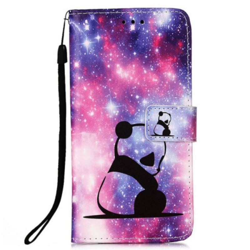 Capa Flip Para Xiaomi Redmi 10C De Cordão Strappy Space Panda