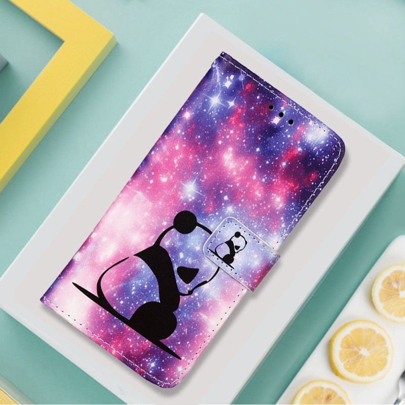 Capa Flip Para Xiaomi Redmi 10C De Cordão Strappy Space Panda