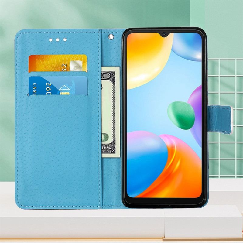 Capa Flip Para Xiaomi Redmi 10C De Cordão Tanga Ondulada