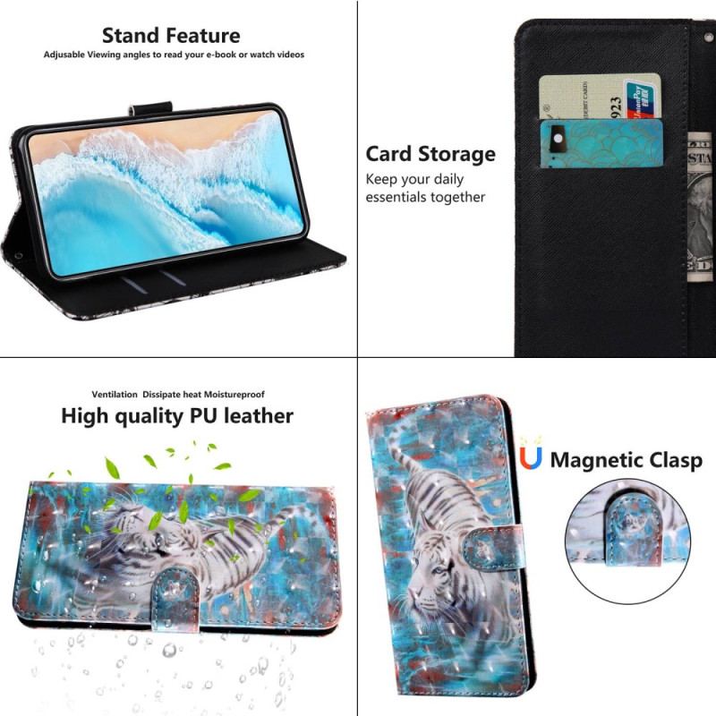 Capa Flip Para Xiaomi Redmi 10C De Cordão Tanga Tigre