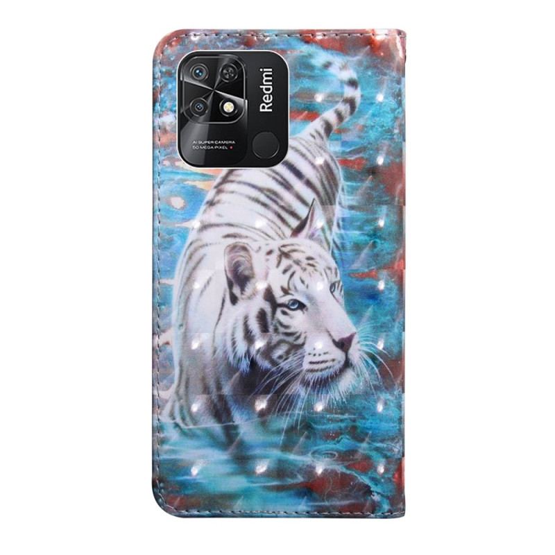 Capa Flip Para Xiaomi Redmi 10C De Cordão Tanga Tigre