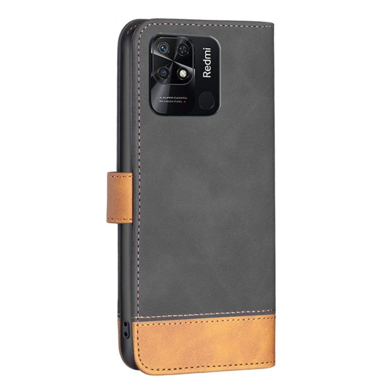 Capa Flip Para Xiaomi Redmi 10C Couro Sintético De Dois Tons Binfen Color