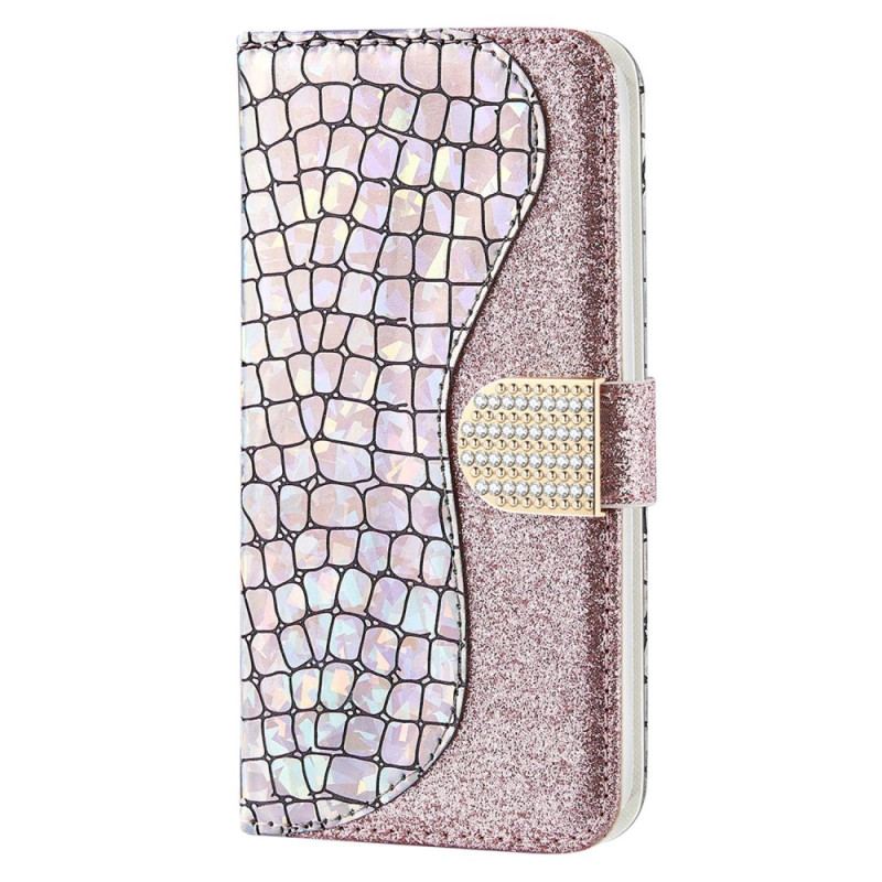 Capa Flip Para Xiaomi Redmi 10C Diamantes De Crocodilo