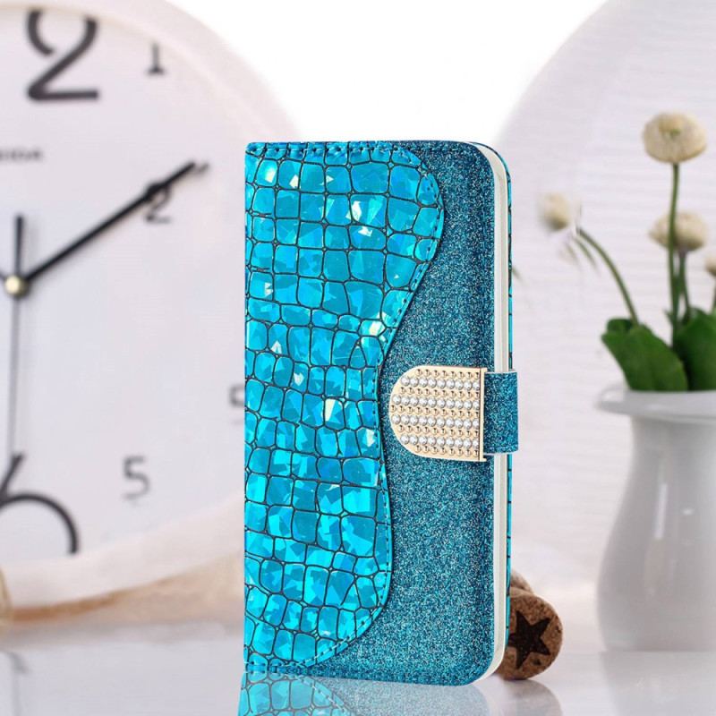 Capa Flip Para Xiaomi Redmi 10C Diamantes De Crocodilo