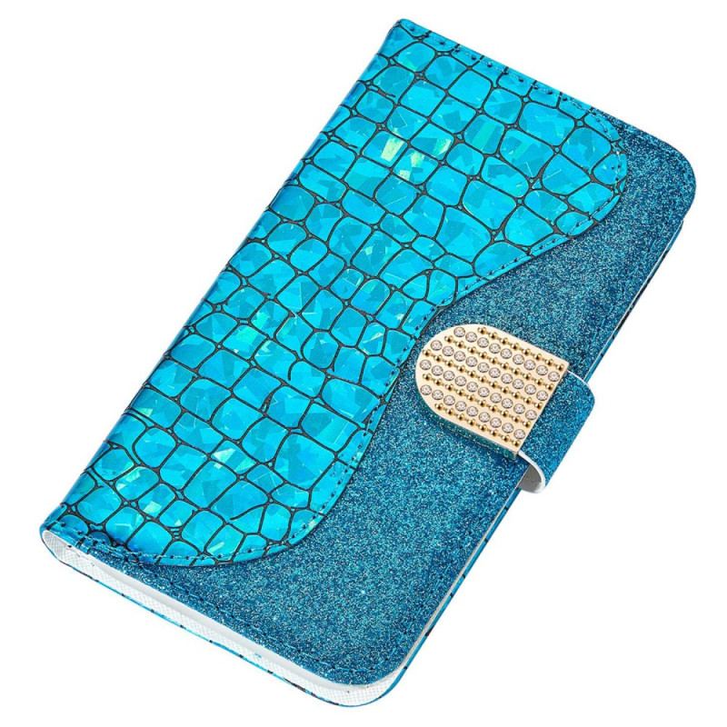 Capa Flip Para Xiaomi Redmi 10C Diamantes De Crocodilo