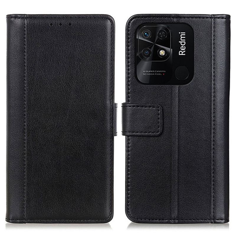 Capa Flip Para Xiaomi Redmi 10C Efeito Couro