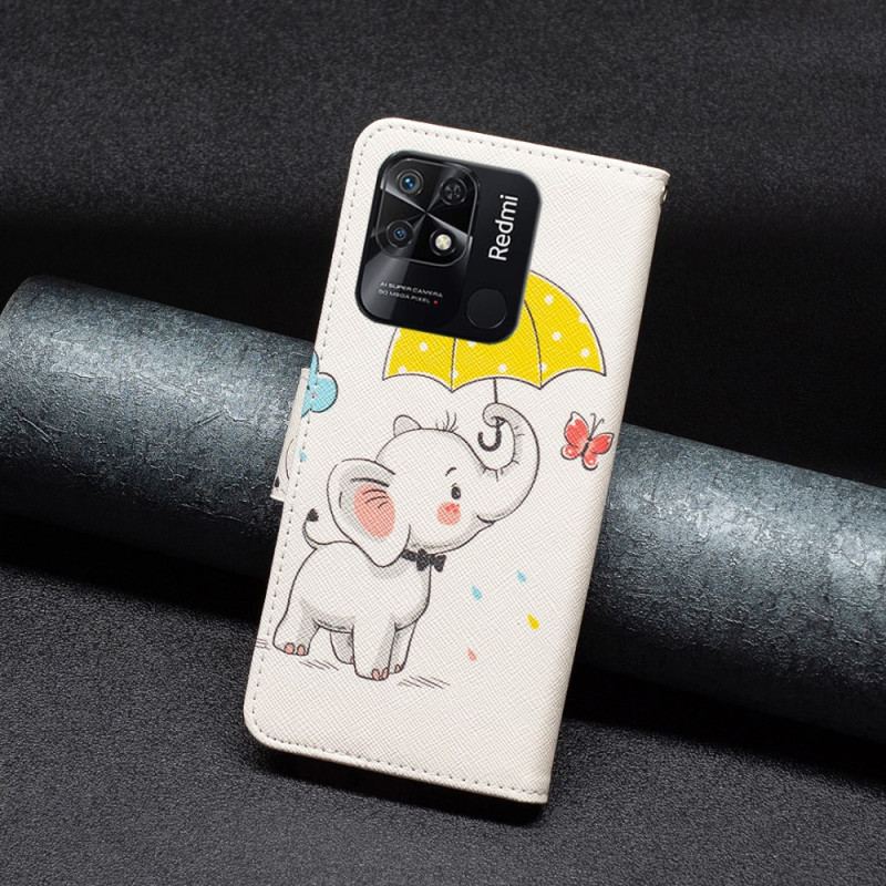 Capa Flip Para Xiaomi Redmi 10C Elefante Guarda-chuva