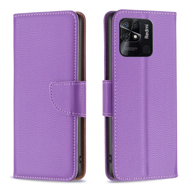 Capa Flip Para Xiaomi Redmi 10C Fecho Oblíquo De Lichia