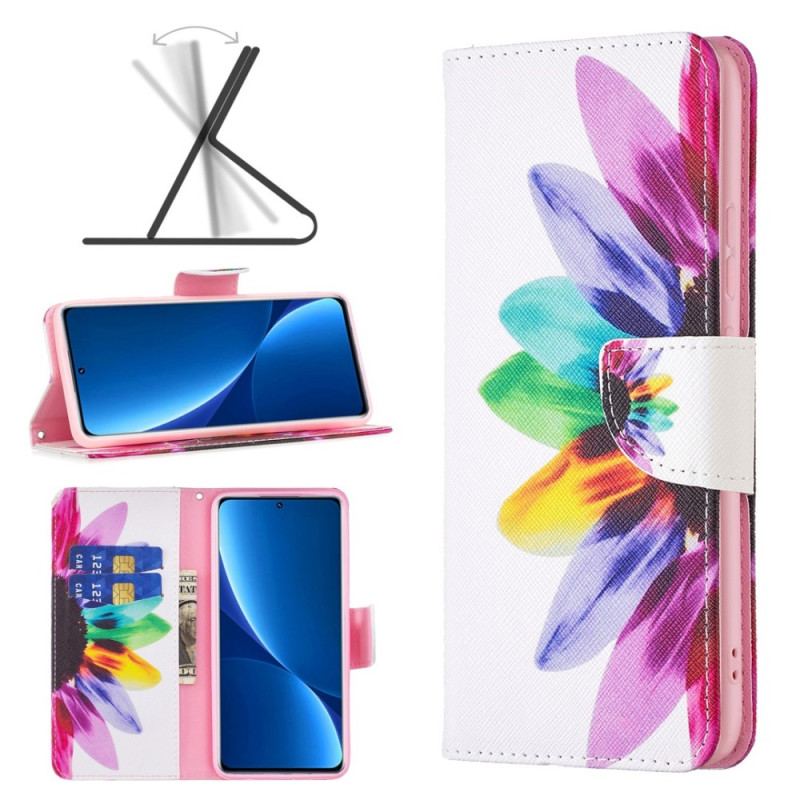 Capa Flip Para Xiaomi Redmi 10C Flor Aquarela