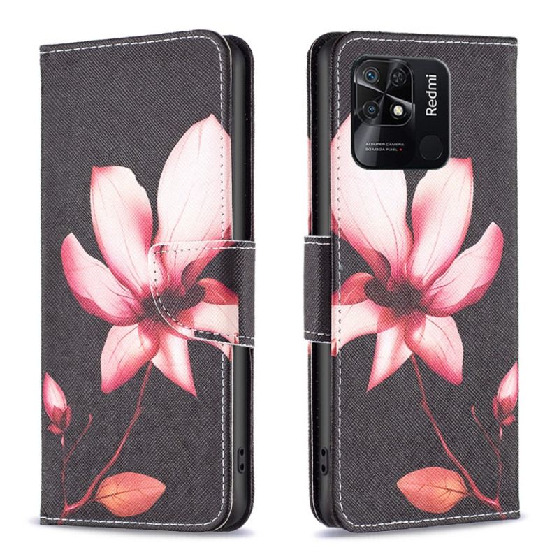 Capa Flip Para Xiaomi Redmi 10C Flor Rosa