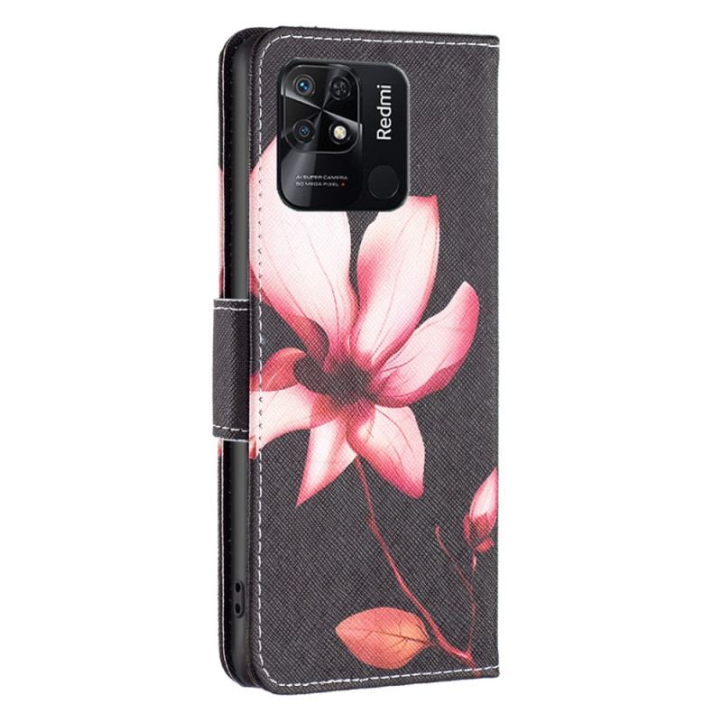 Capa Flip Para Xiaomi Redmi 10C Flor Rosa