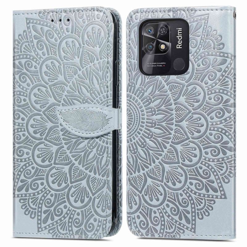 Capa Flip Para Xiaomi Redmi 10C Folhas Tribais