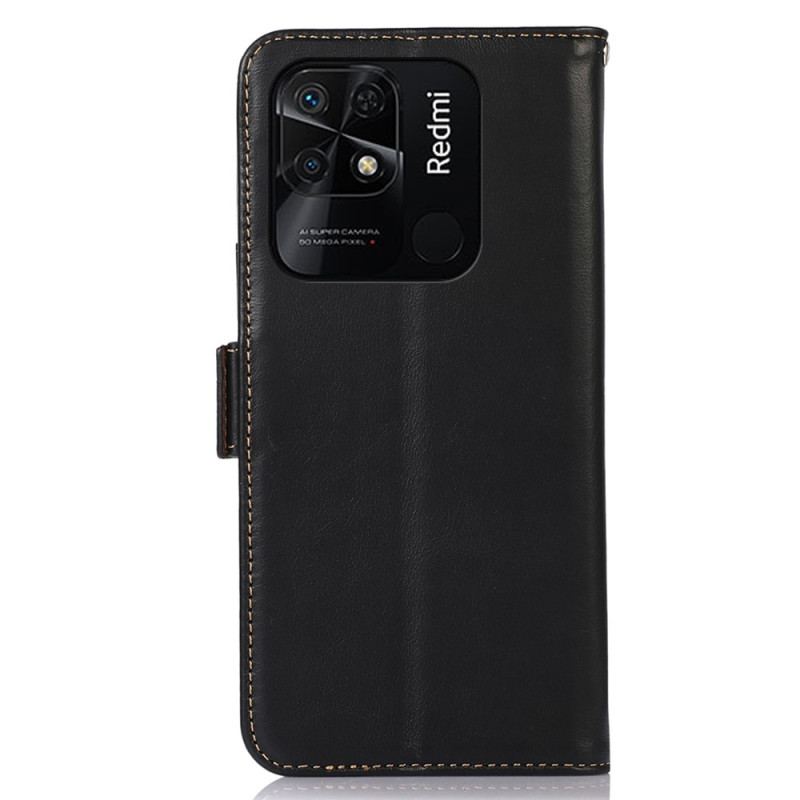 Capa Flip Para Xiaomi Redmi 10C Função Rfid De Couro Genuíno