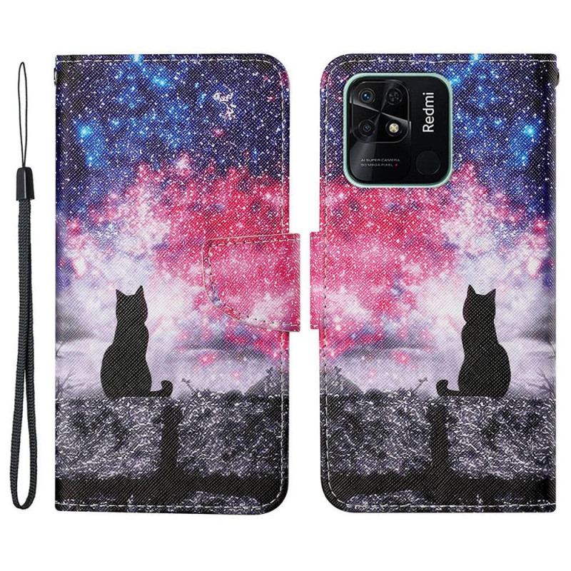 Capa Flip Para Xiaomi Redmi 10C Gato Da Noite